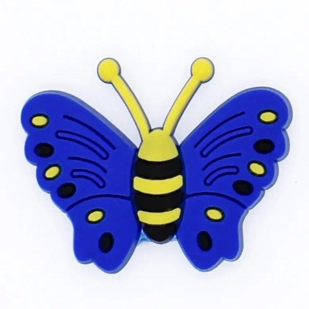 Butterfly Croc Charm- blue and yellow